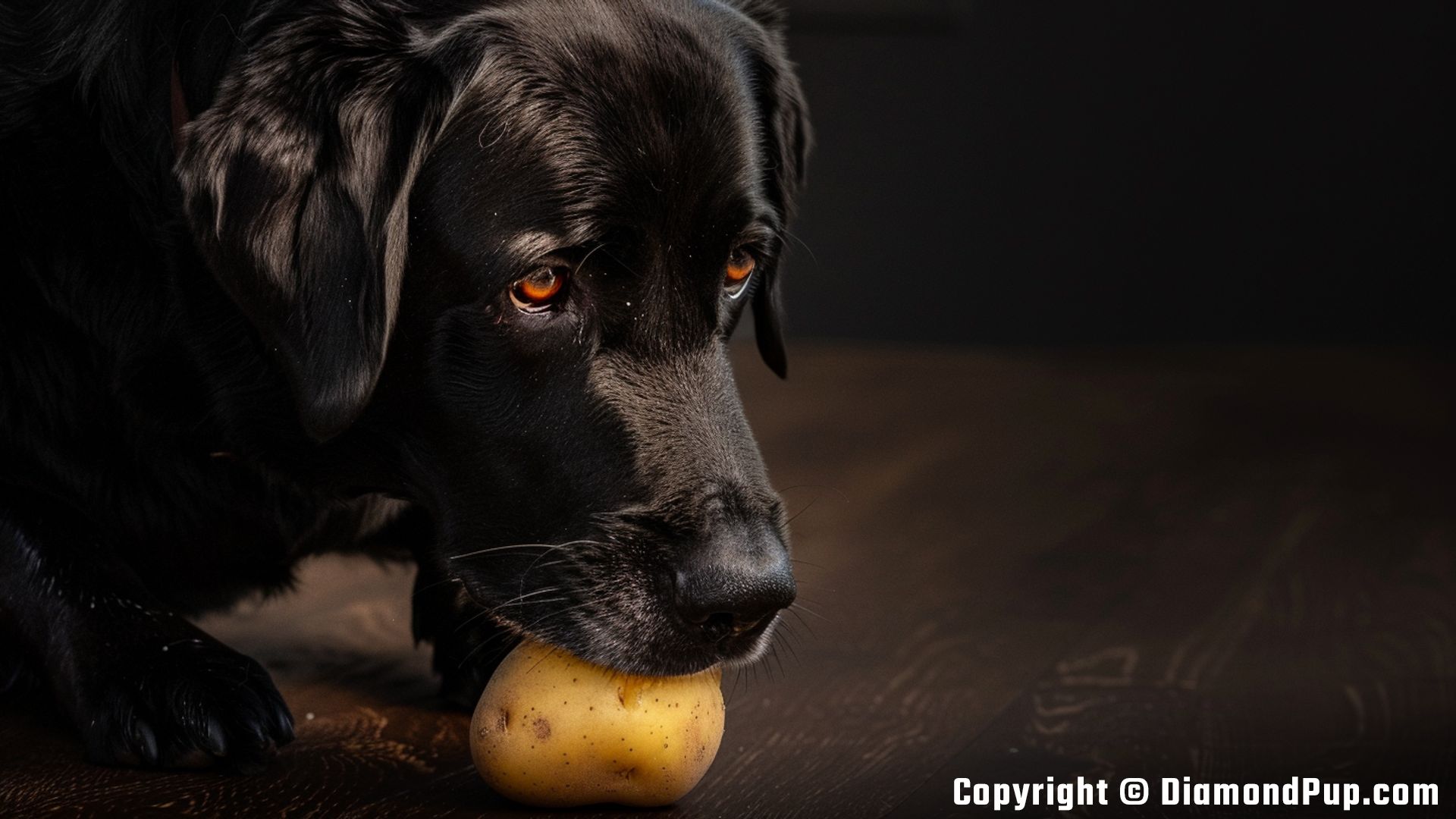 Image of a Happy Labrador Snacking on Potato