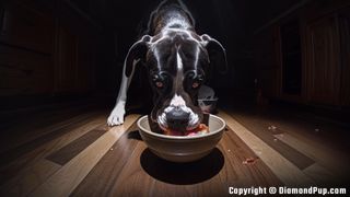 Image of a Playful Boxer Snacking on Bacon