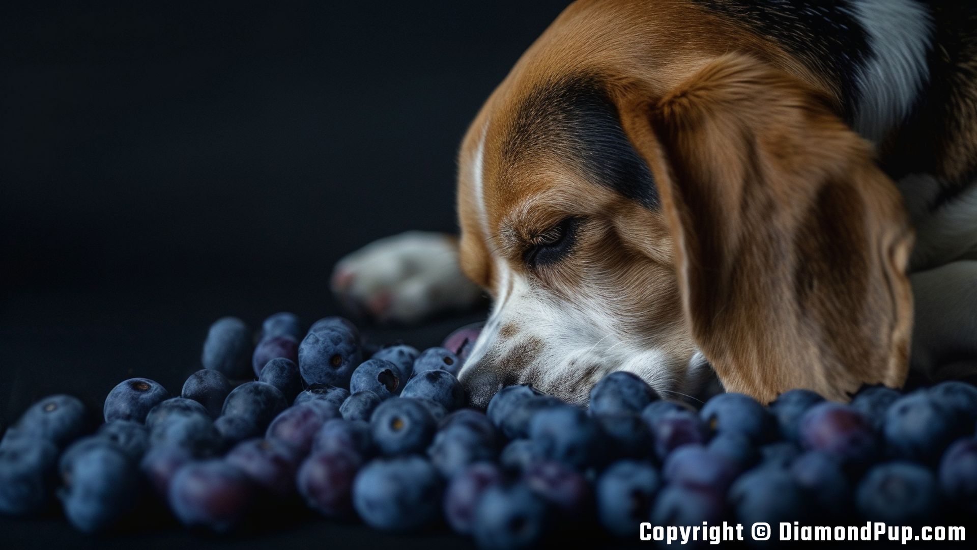 Image of Beagle Snacking on Blueberries