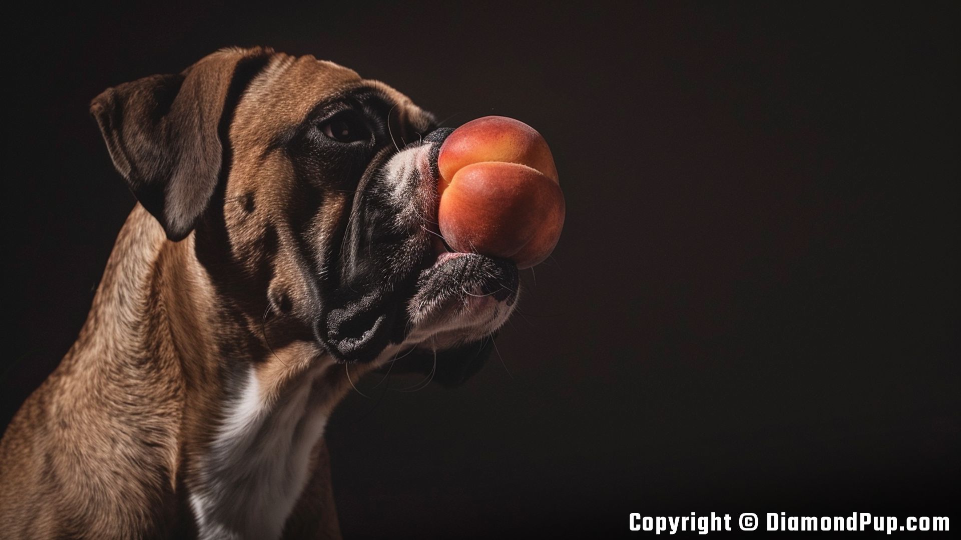 Image of Boxer Snacking on Peaches