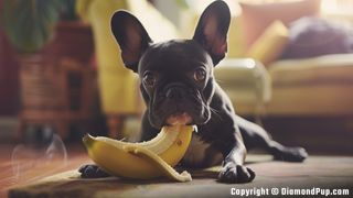 Image of French Bulldog Snacking on Banana