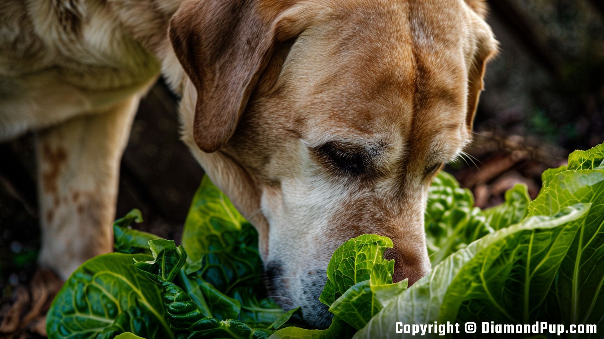 Image of Labrador Eating Lettuce