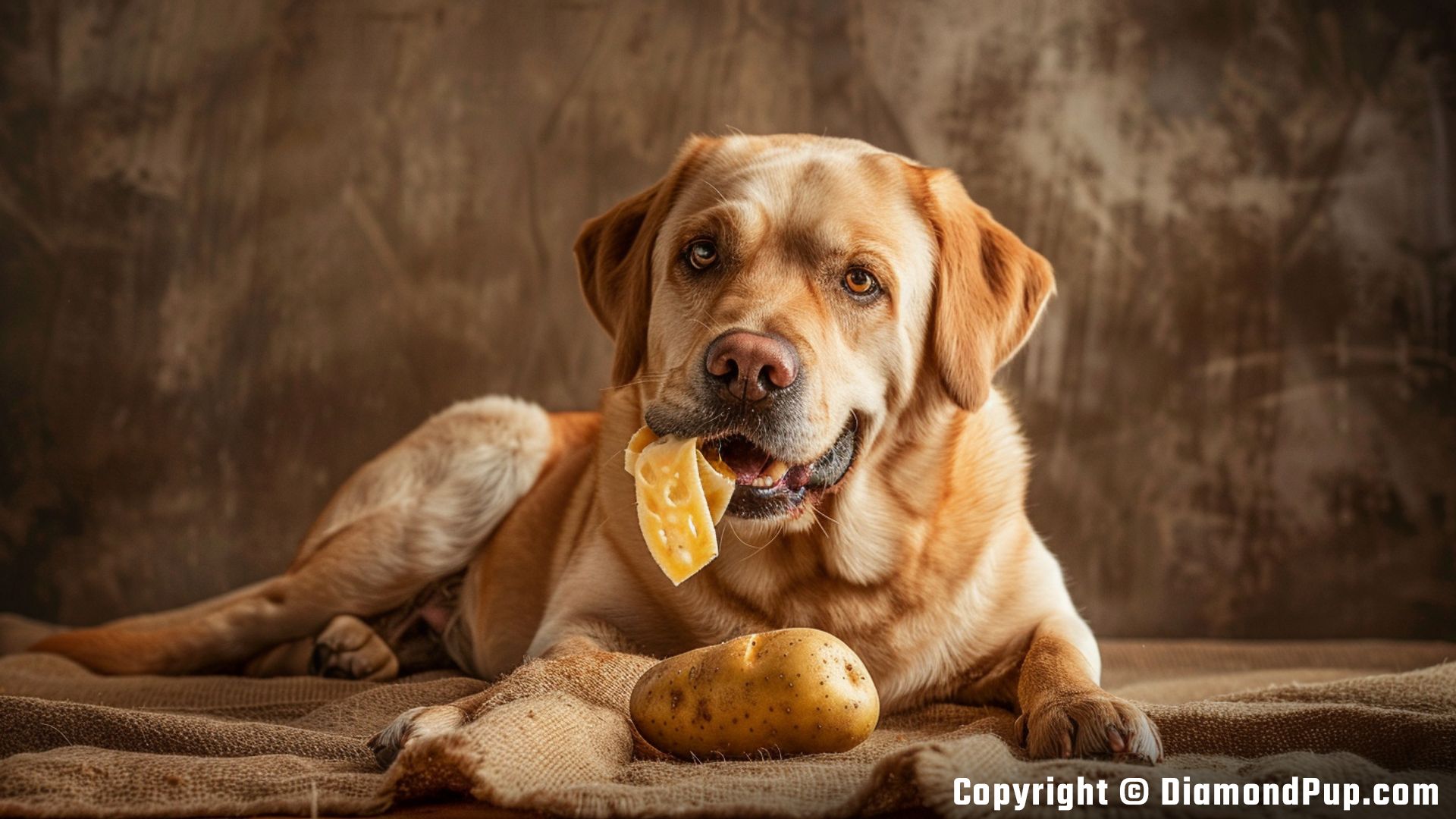 Image of Labrador Eating Potato