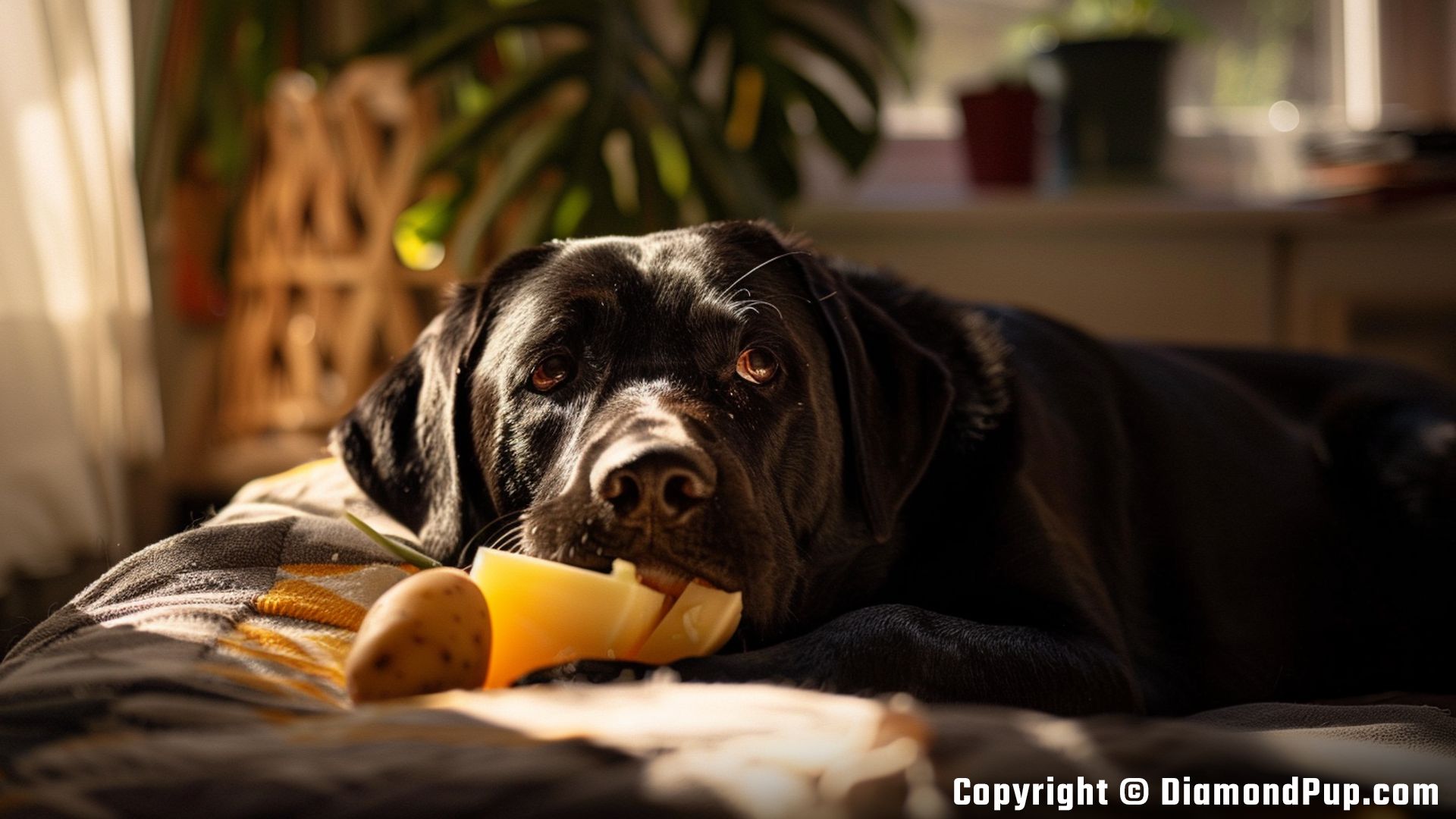 Image of Labrador Snacking on Potato