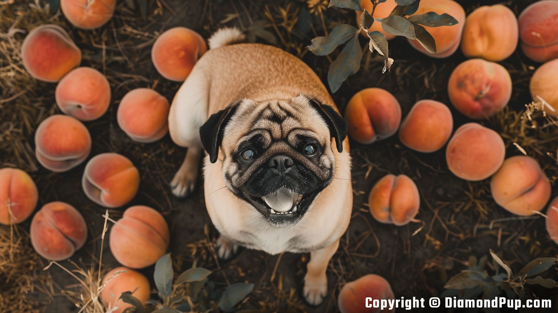 Image of Pug Eating Peaches