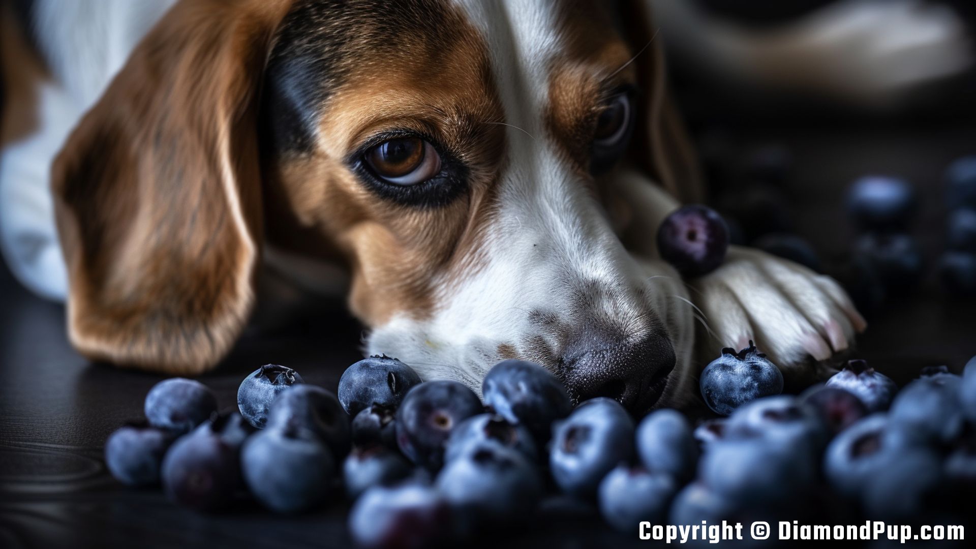Photo of Beagle Eating Blueberries