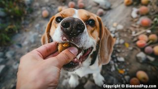 Photo of Beagle Eating Peaches
