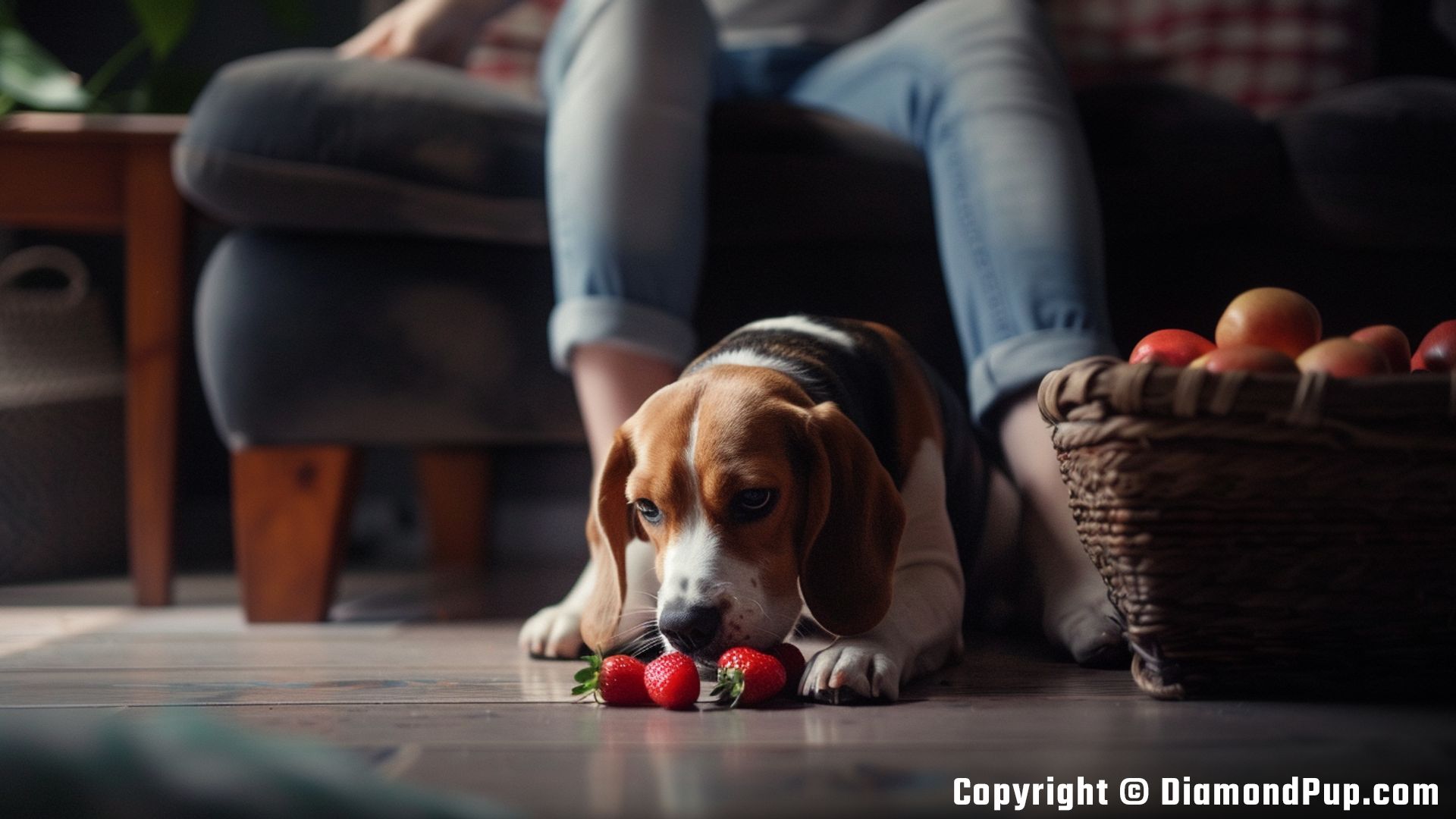 Photo of Beagle Eating Strawberries