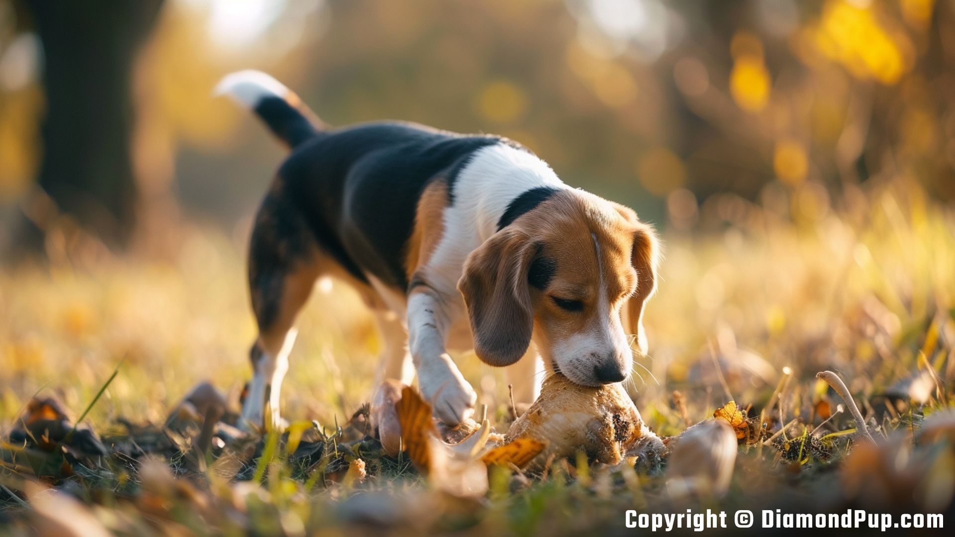 Photo of Beagle Snacking on Chicken