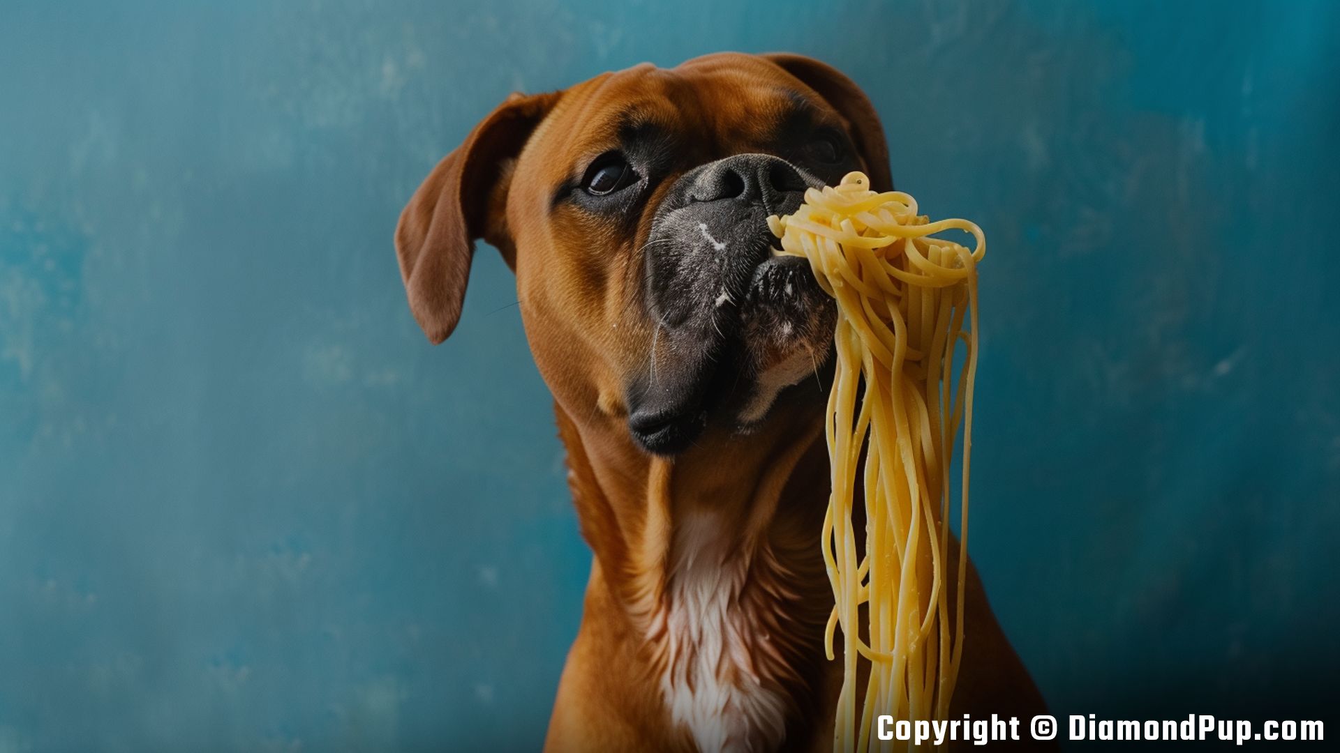 Photo of Boxer Eating Pasta