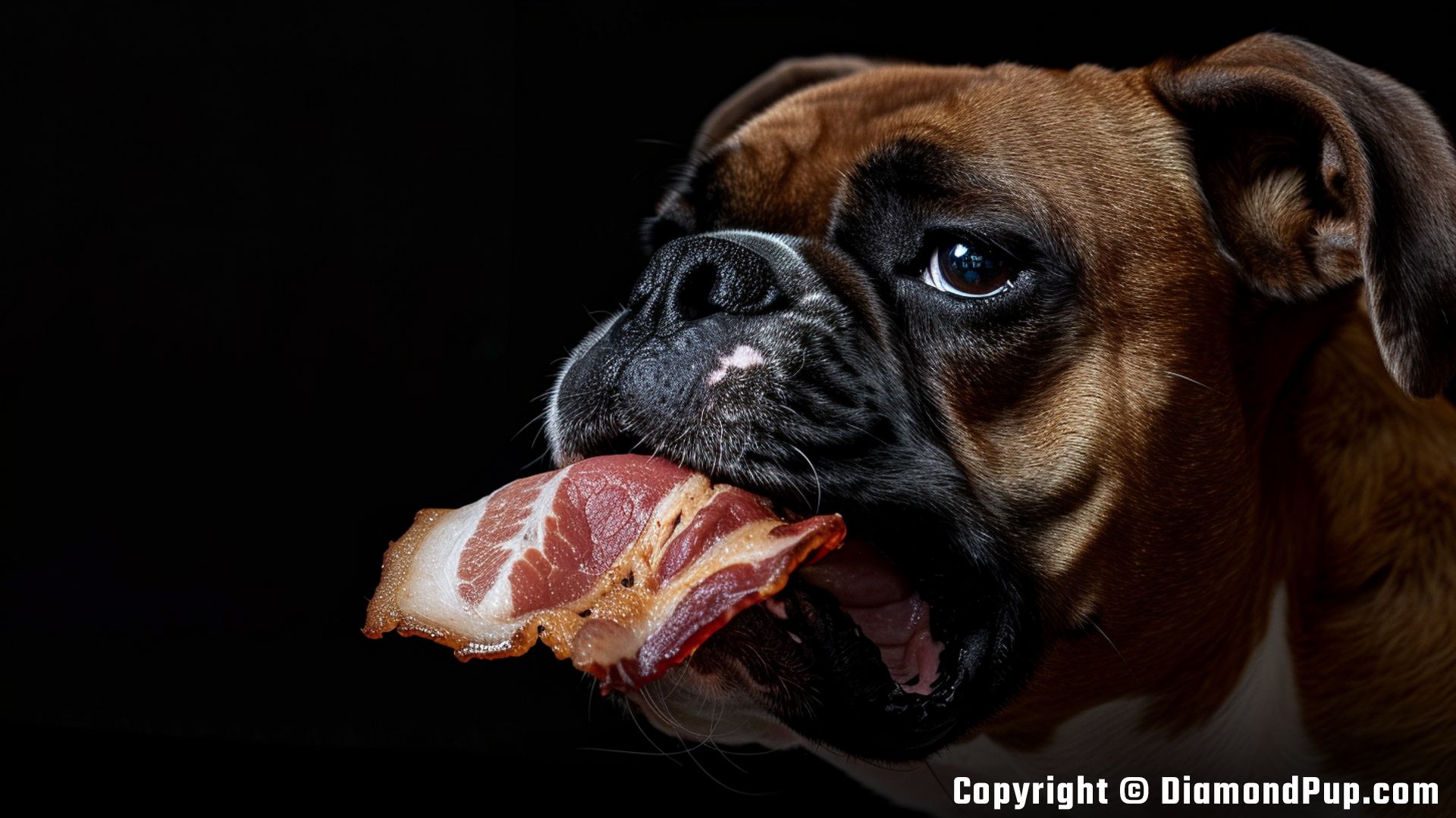Photo of Boxer Snacking on Bacon