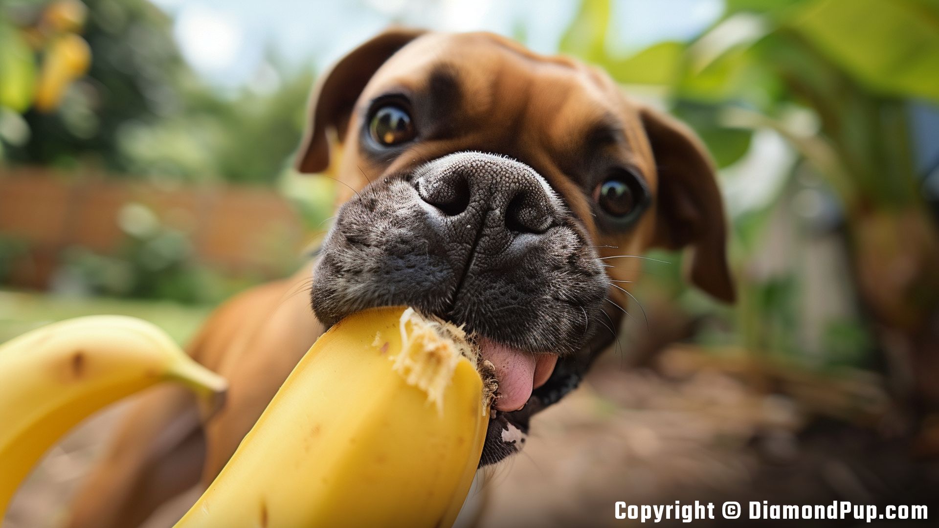 Photo of Boxer Snacking on Banana