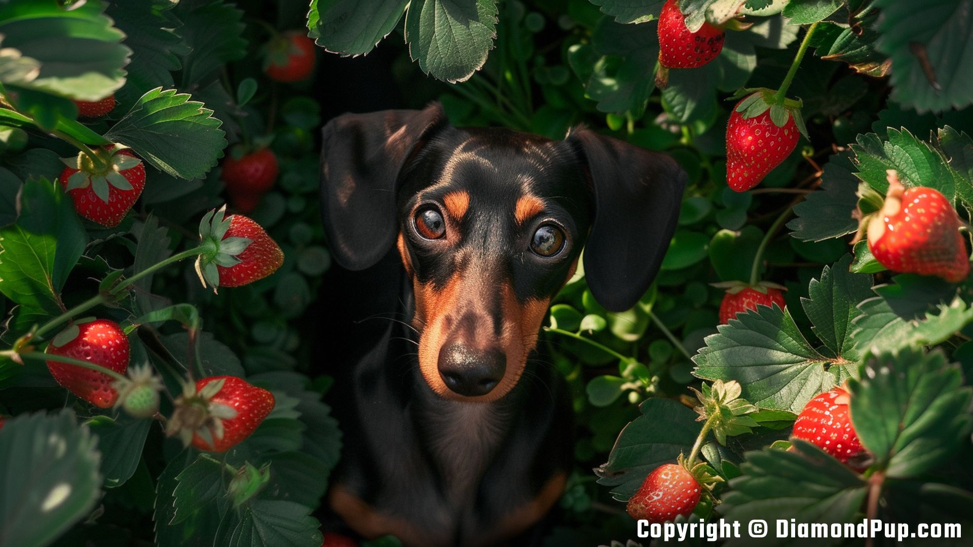 Photo of Dachshund Eating Strawberries
