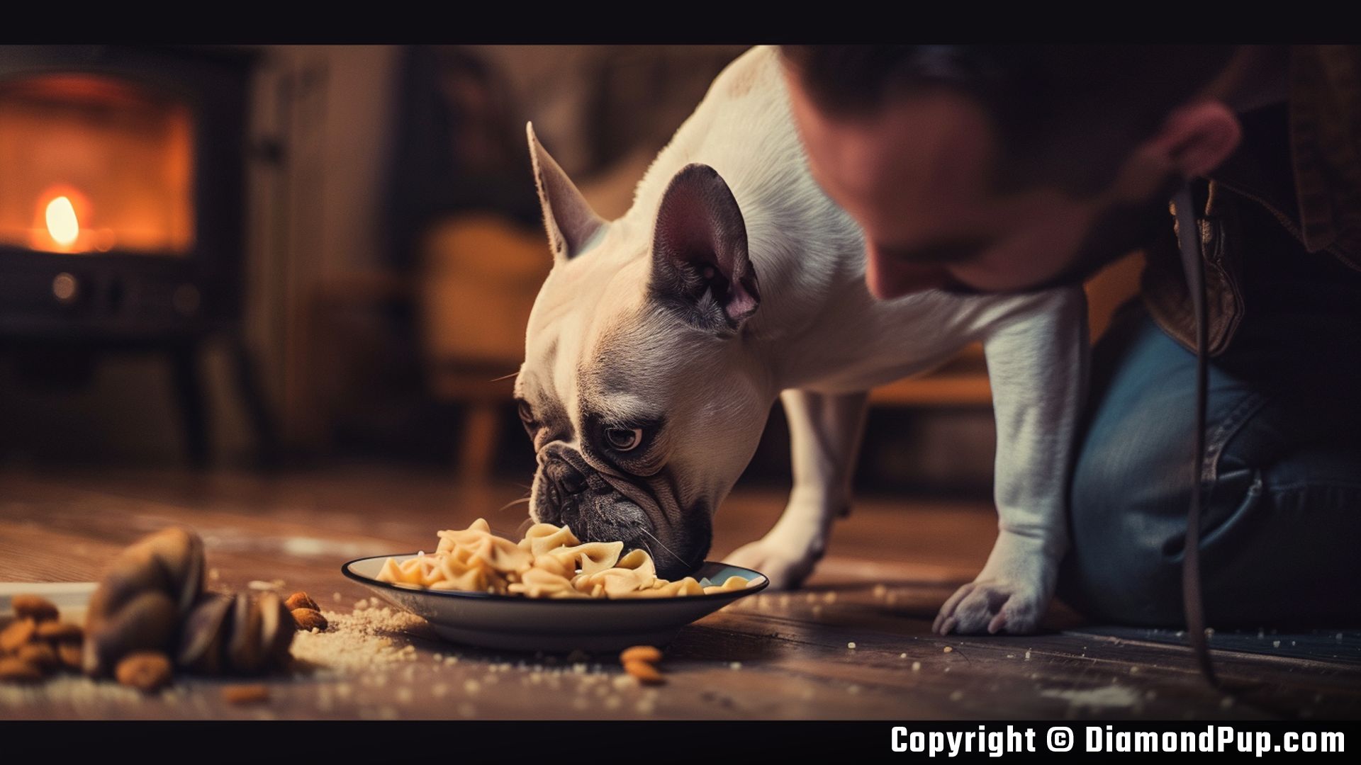 Photo of French Bulldog Snacking on Pasta