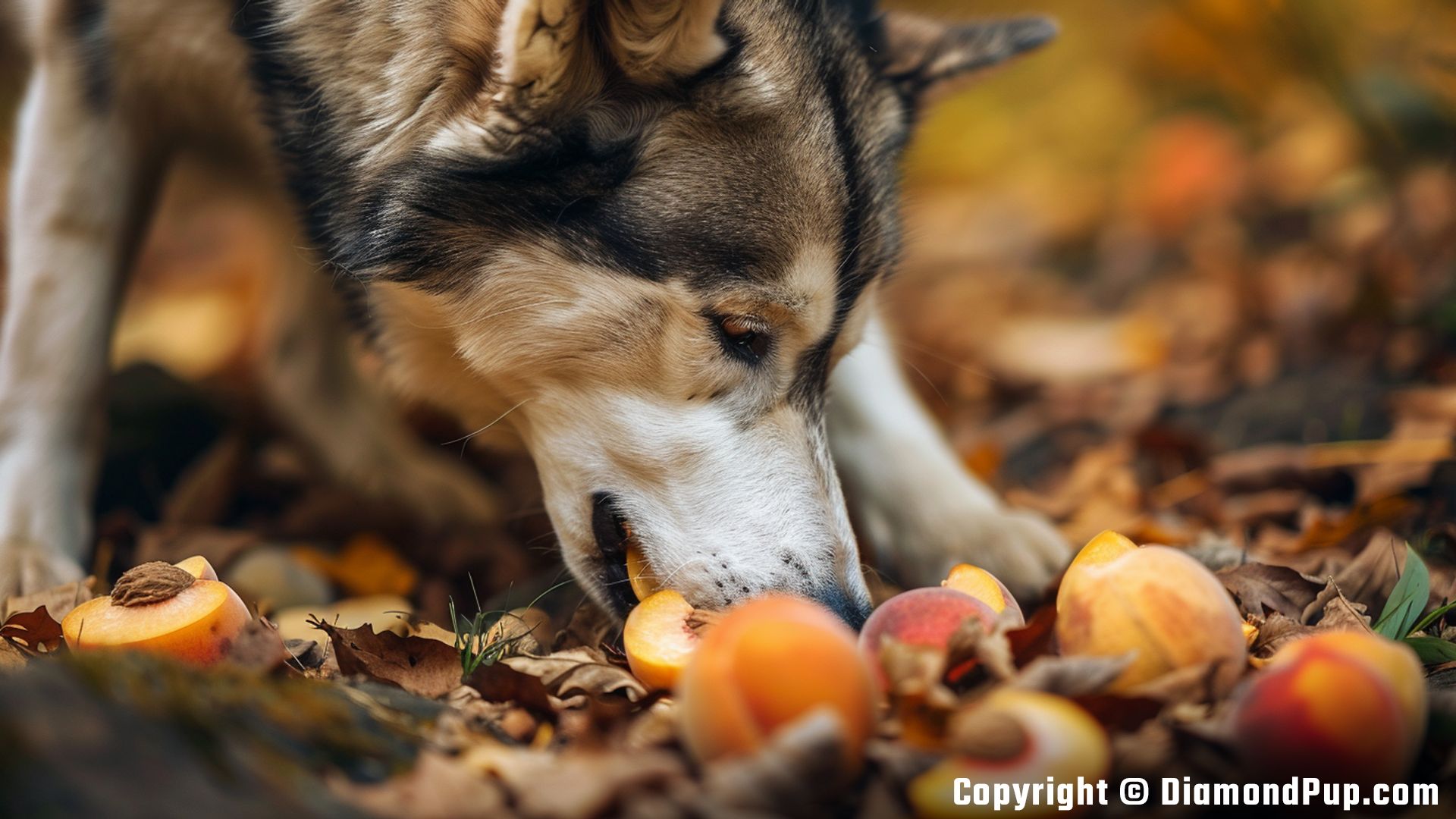Photo of Husky Eating Peaches