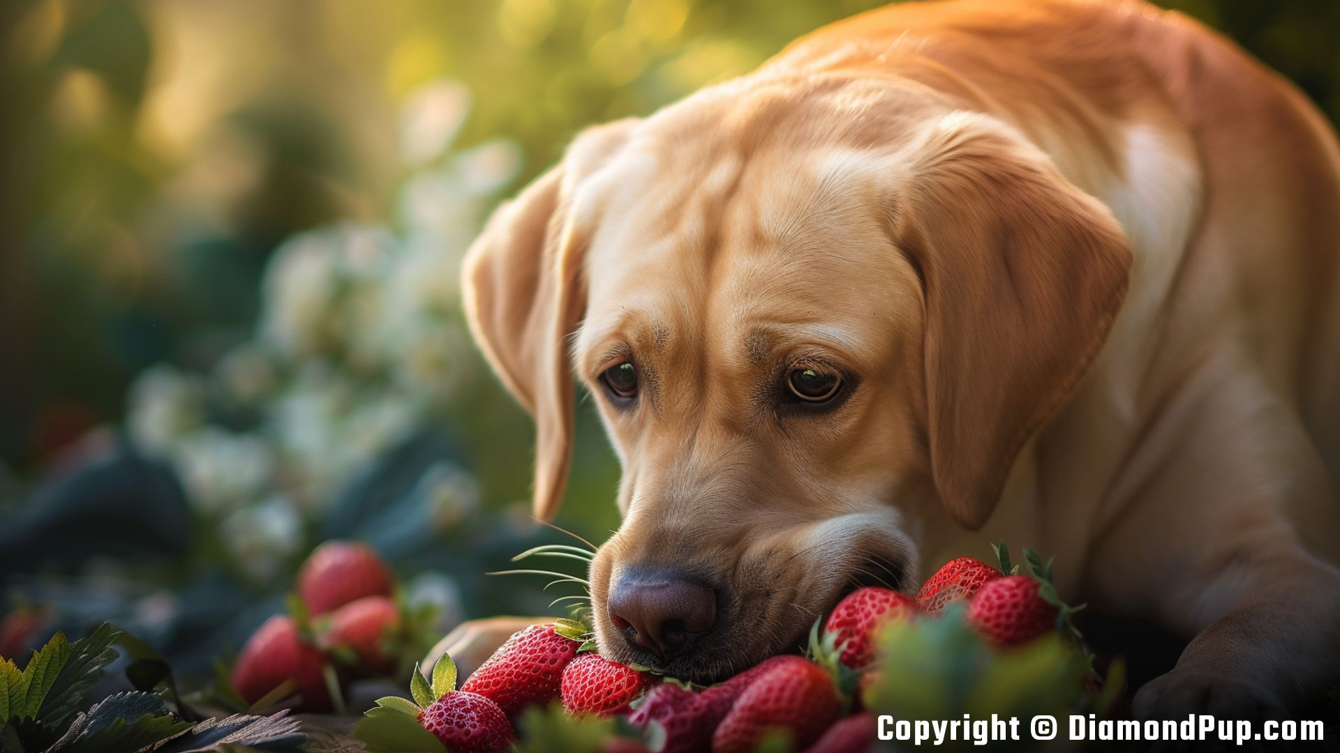 Photo of Labrador Eating Strawberries