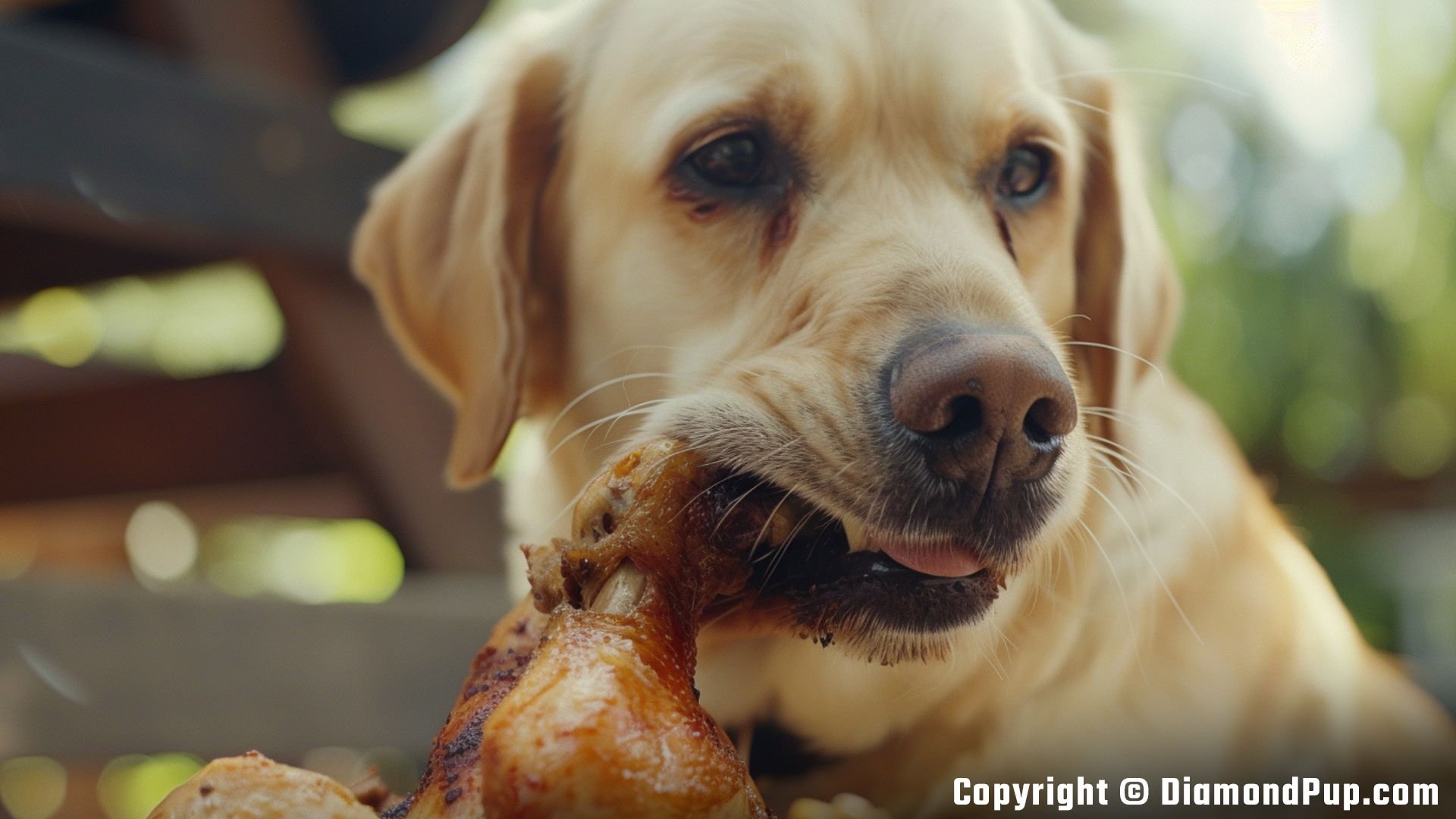 Photo of Labrador Snacking on Chicken