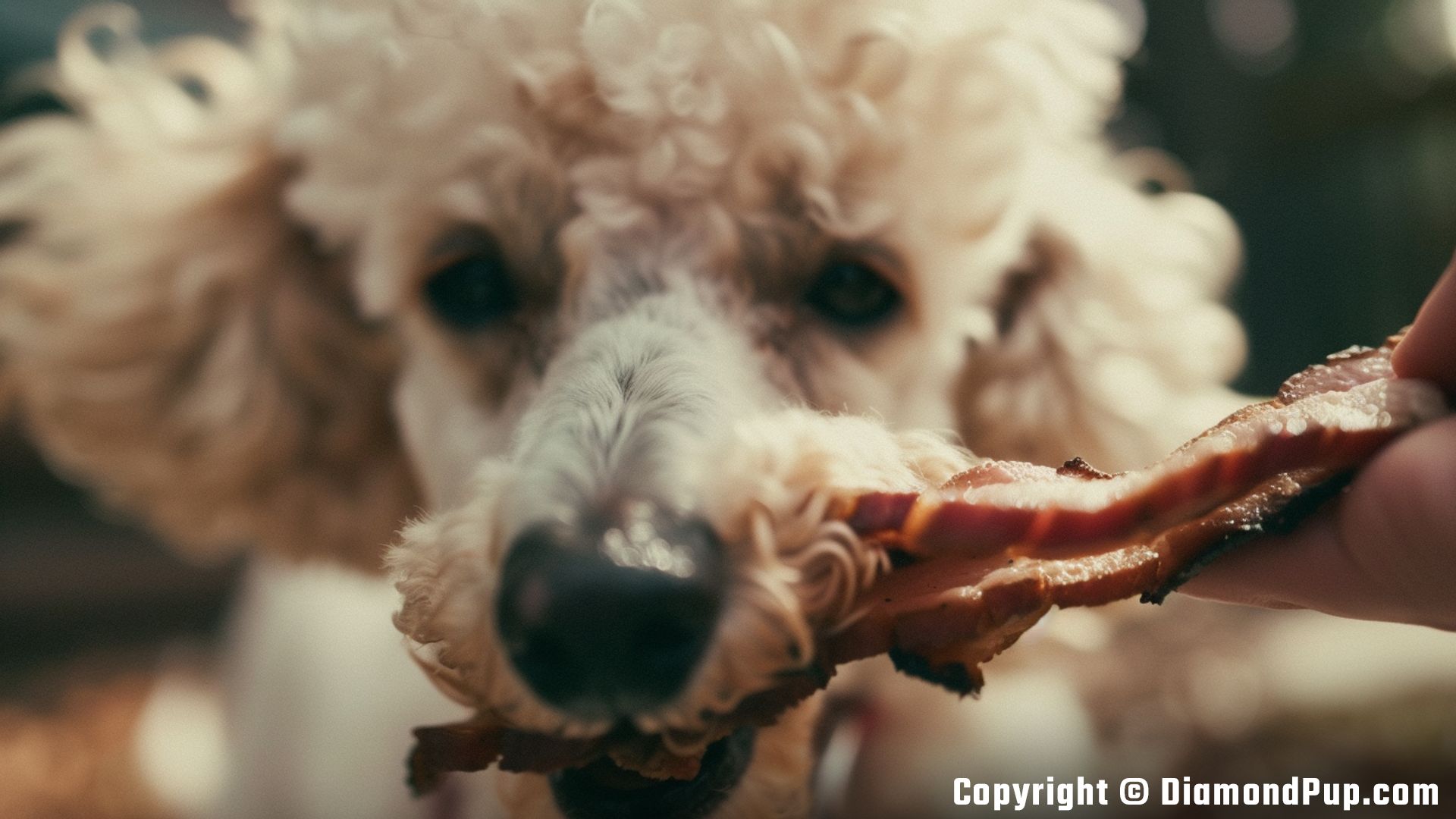 Photo of Poodle Snacking on Bacon