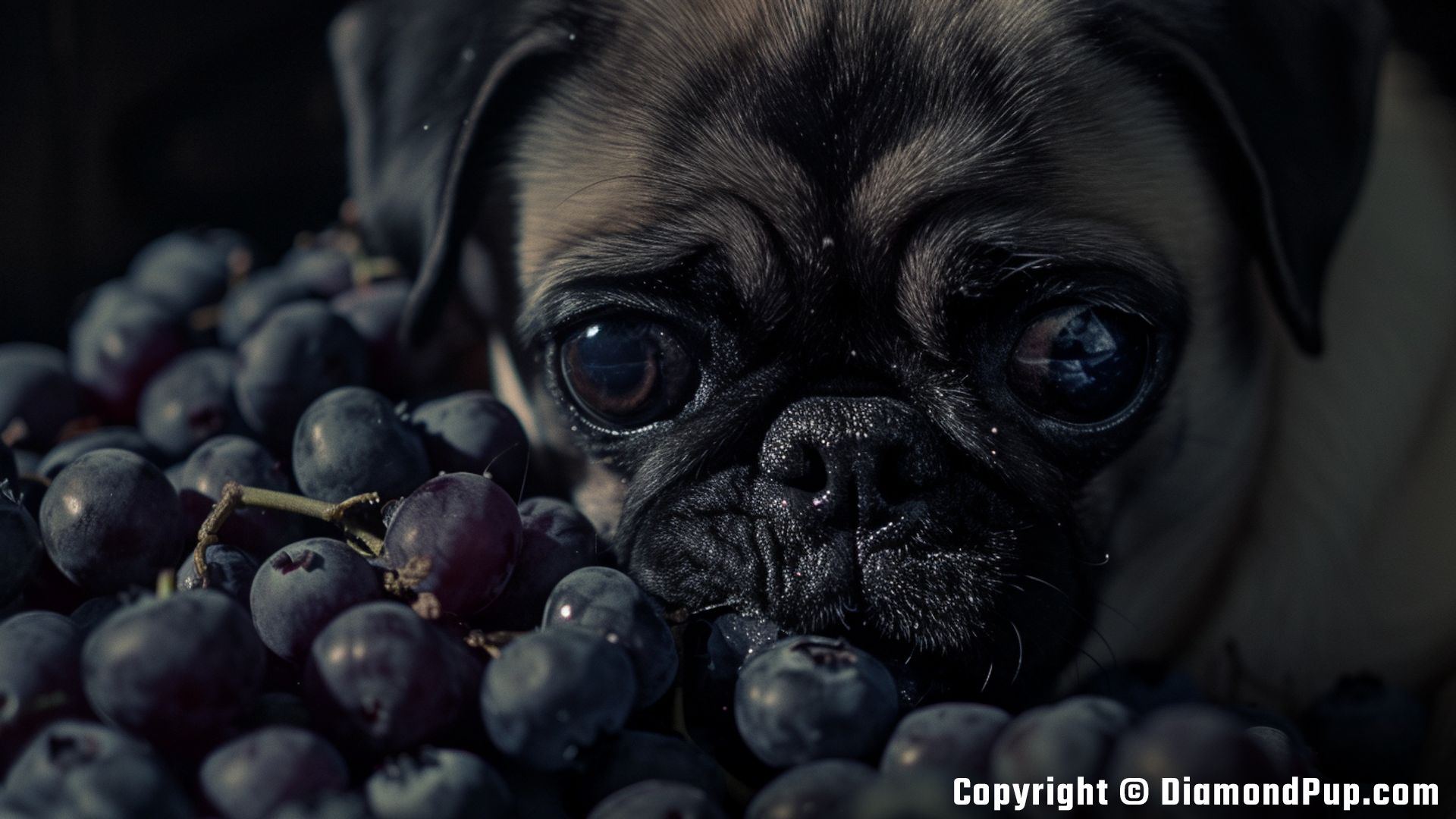 Photo of Pug Eating Blueberries
