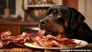 Photo of Rottweiler Snacking on Bacon