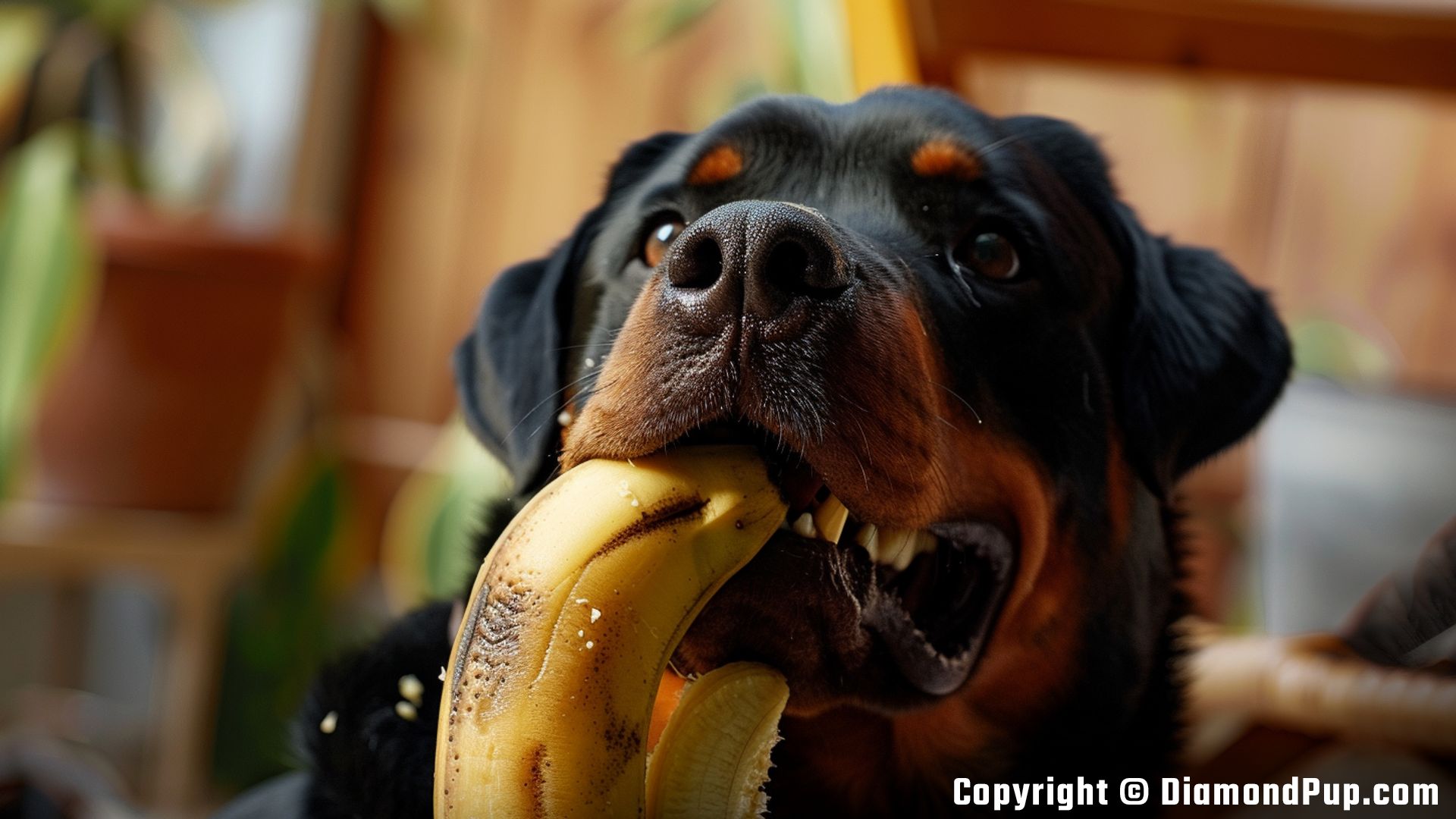 Photo of Rottweiler Snacking on Banana