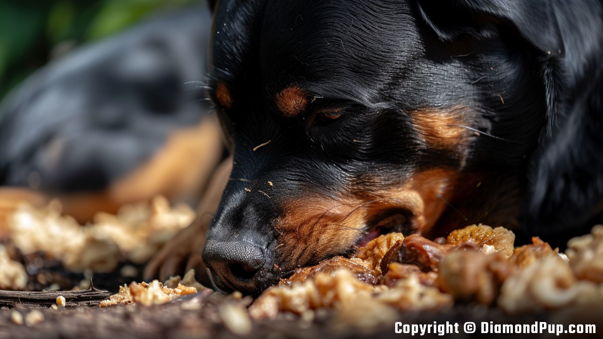 Photo of Rottweiler Snacking on Chicken