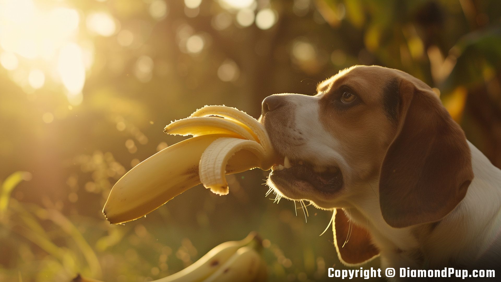 Photograph of Beagle Eating Banana