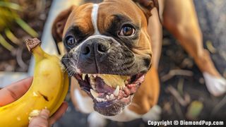 Photograph of Boxer Snacking on Banana
