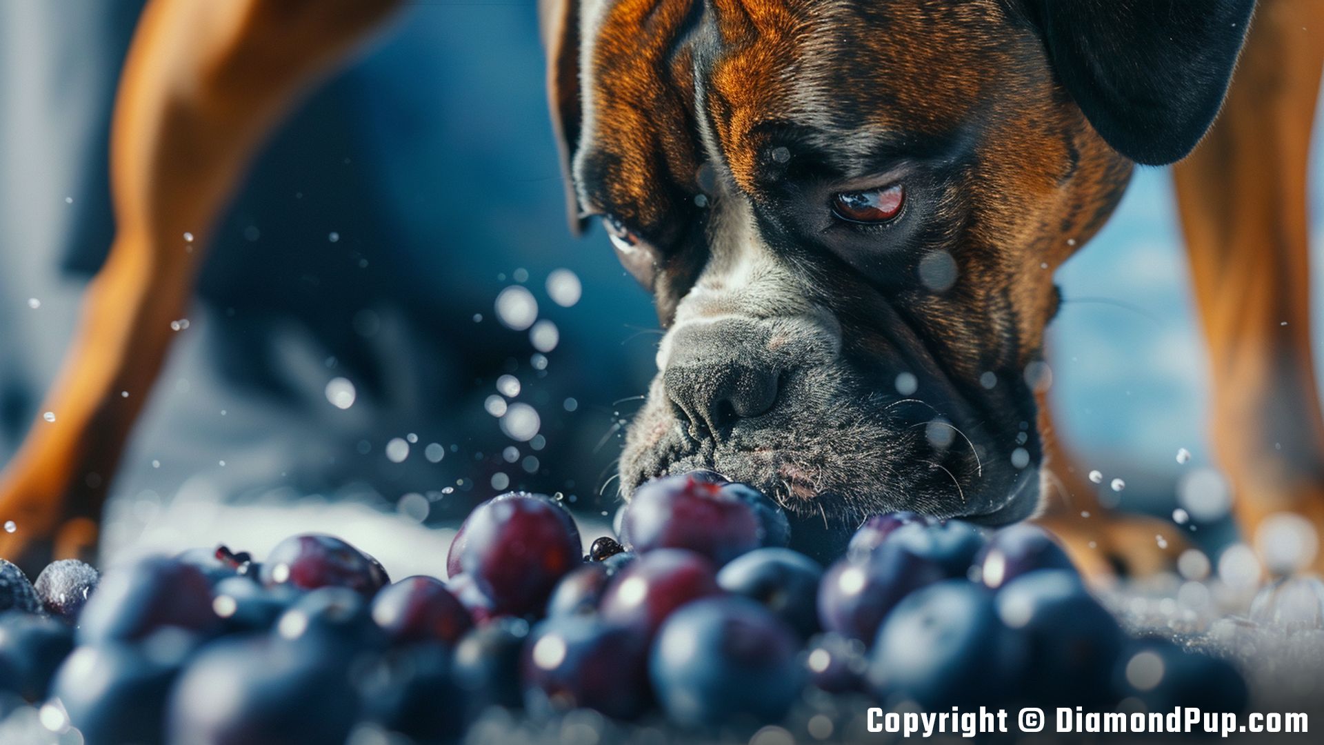 Photograph of Boxer Snacking on Blueberries
