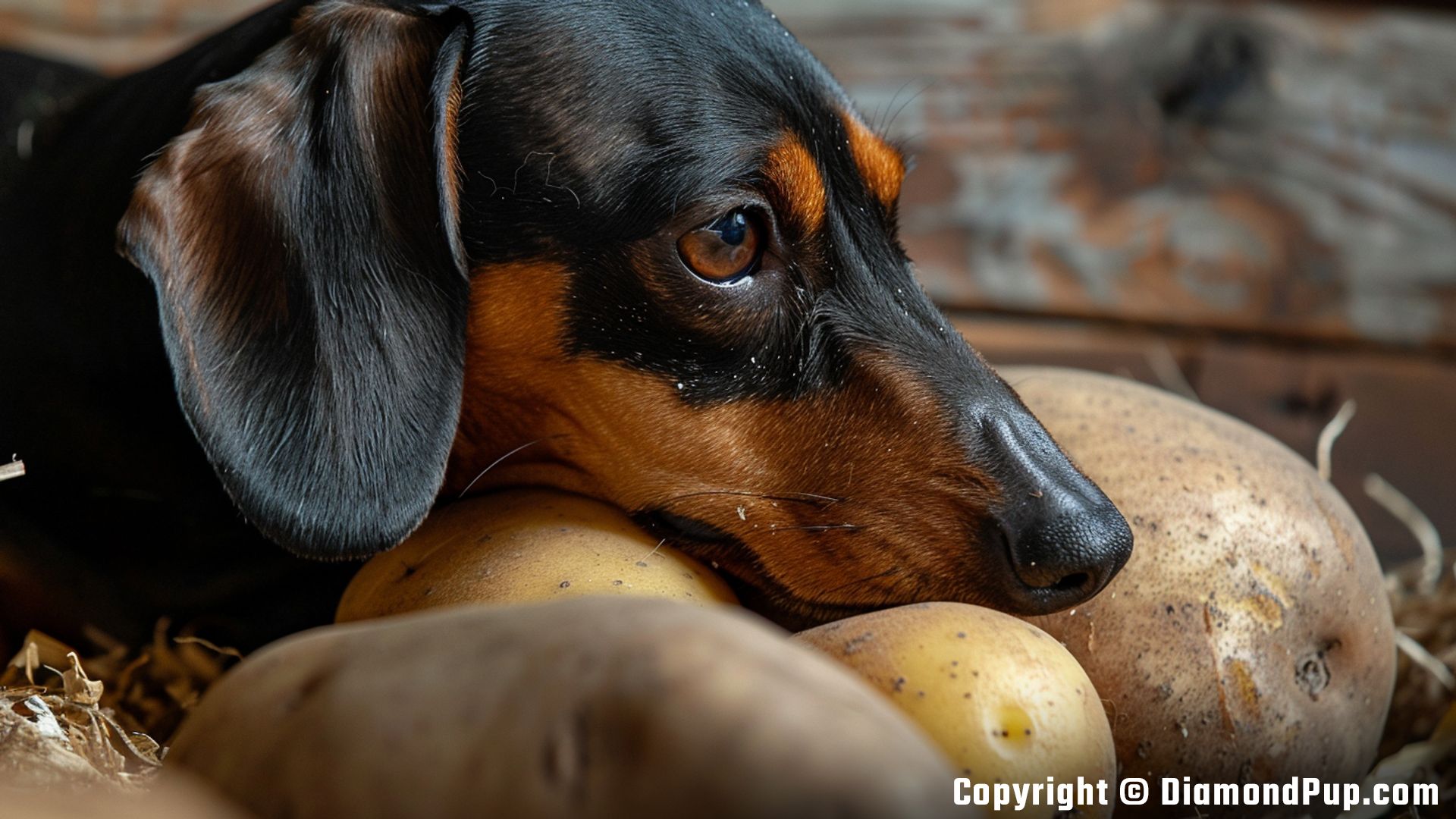 Photograph of Dachshund Eating Potato
