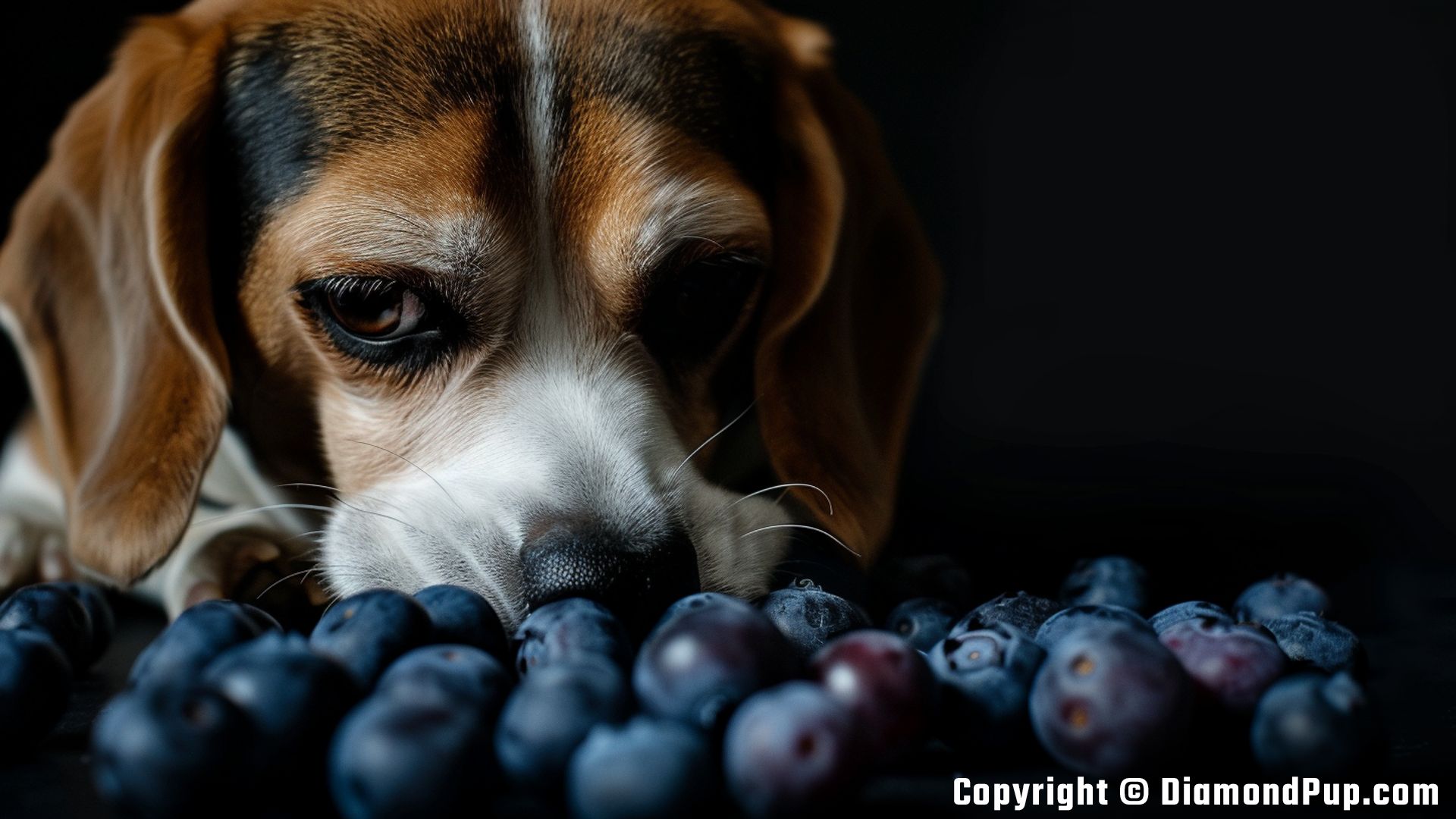Picture of Beagle Snacking on Blueberries