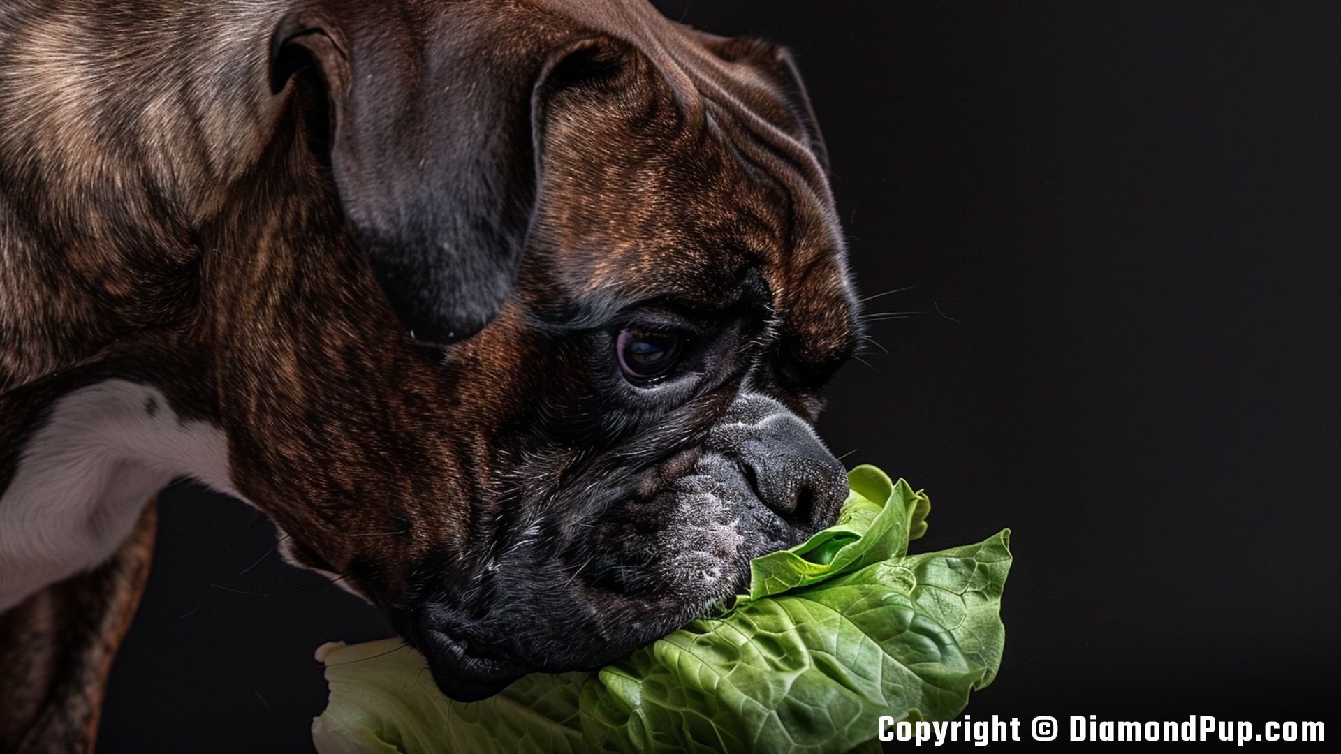 Picture of Boxer Eating Lettuce