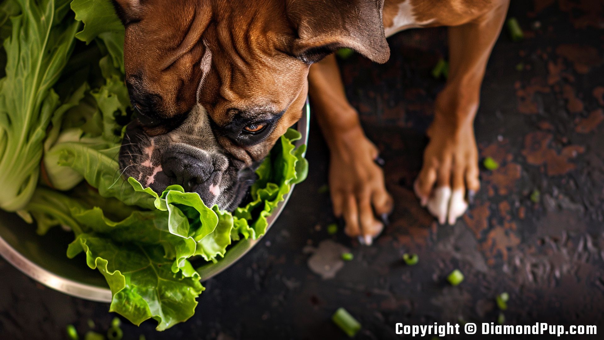 Picture of Boxer Snacking on Lettuce