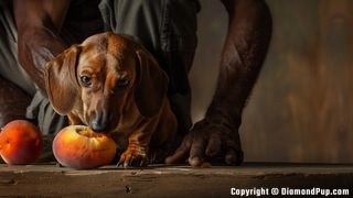 Picture of Dachshund Eating Peaches