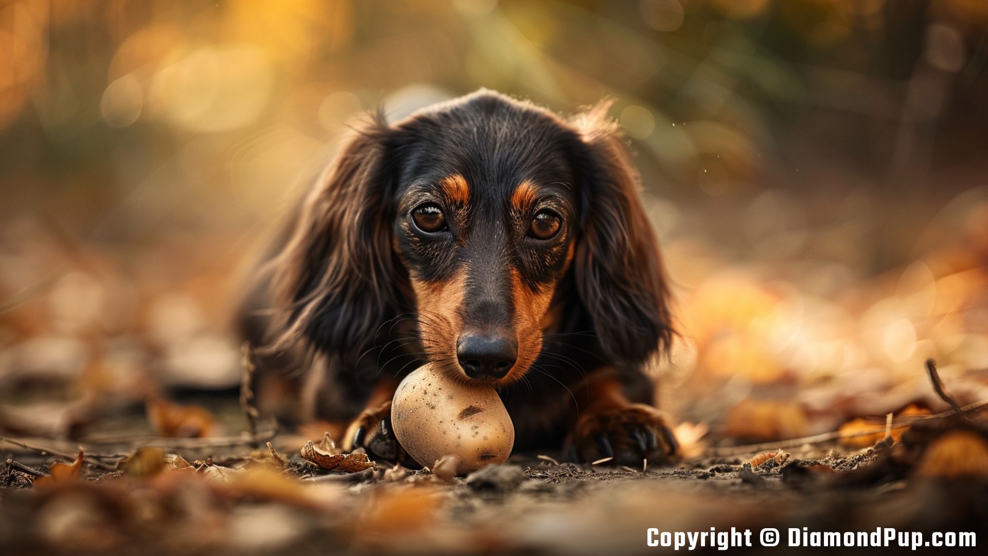 Picture of Dachshund Eating Potato