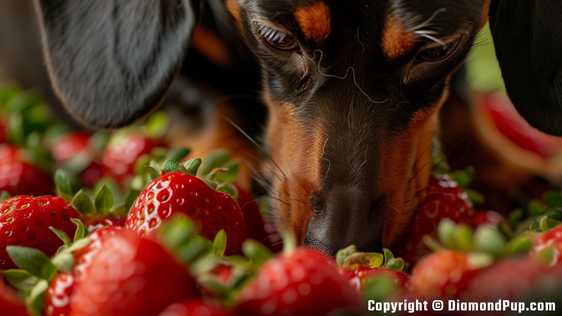 Picture of Dachshund Eating Strawberries