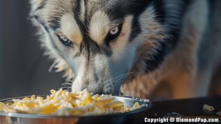 Picture of Husky Eating Pasta