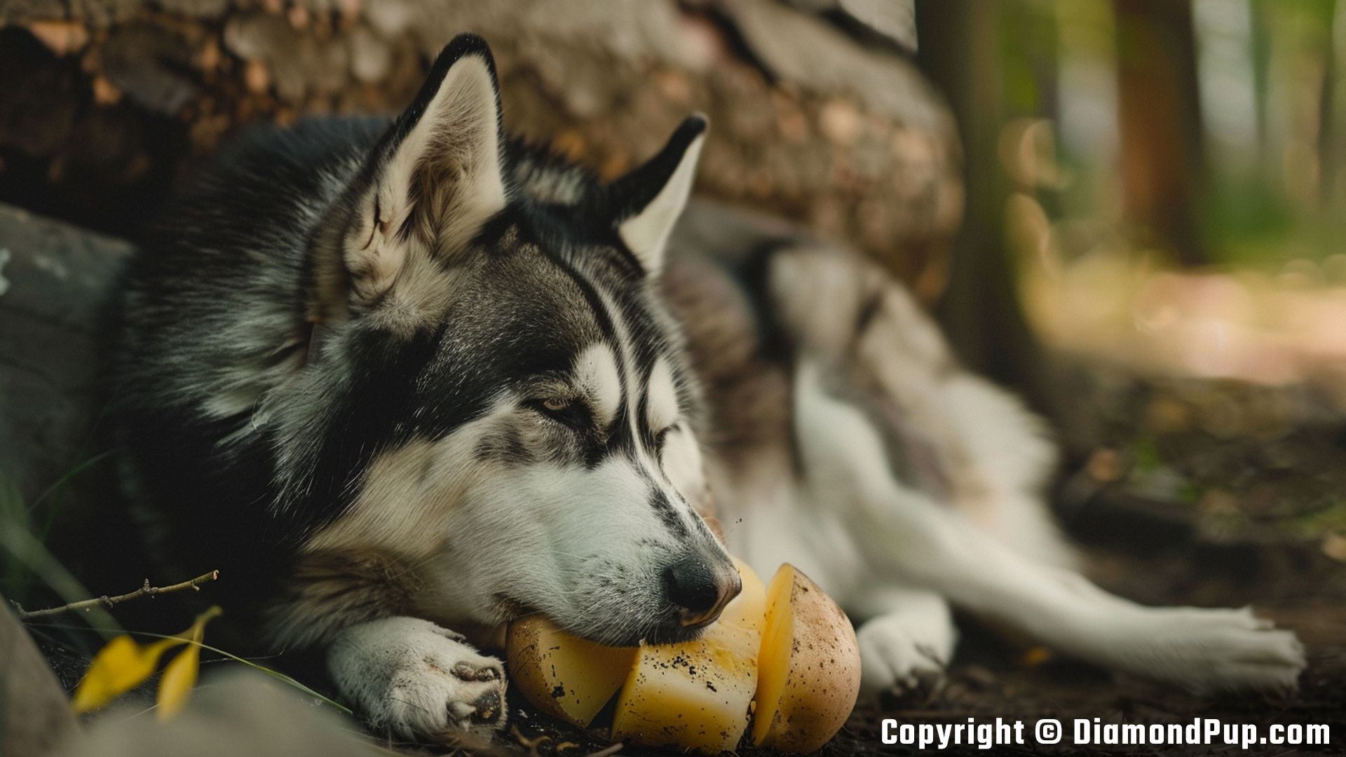 Picture of Husky Eating Potato