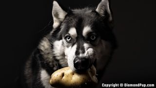 Picture of Husky Snacking on Potato