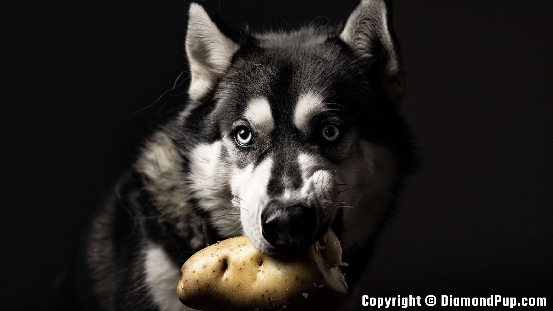 Picture of Husky Snacking on Potato