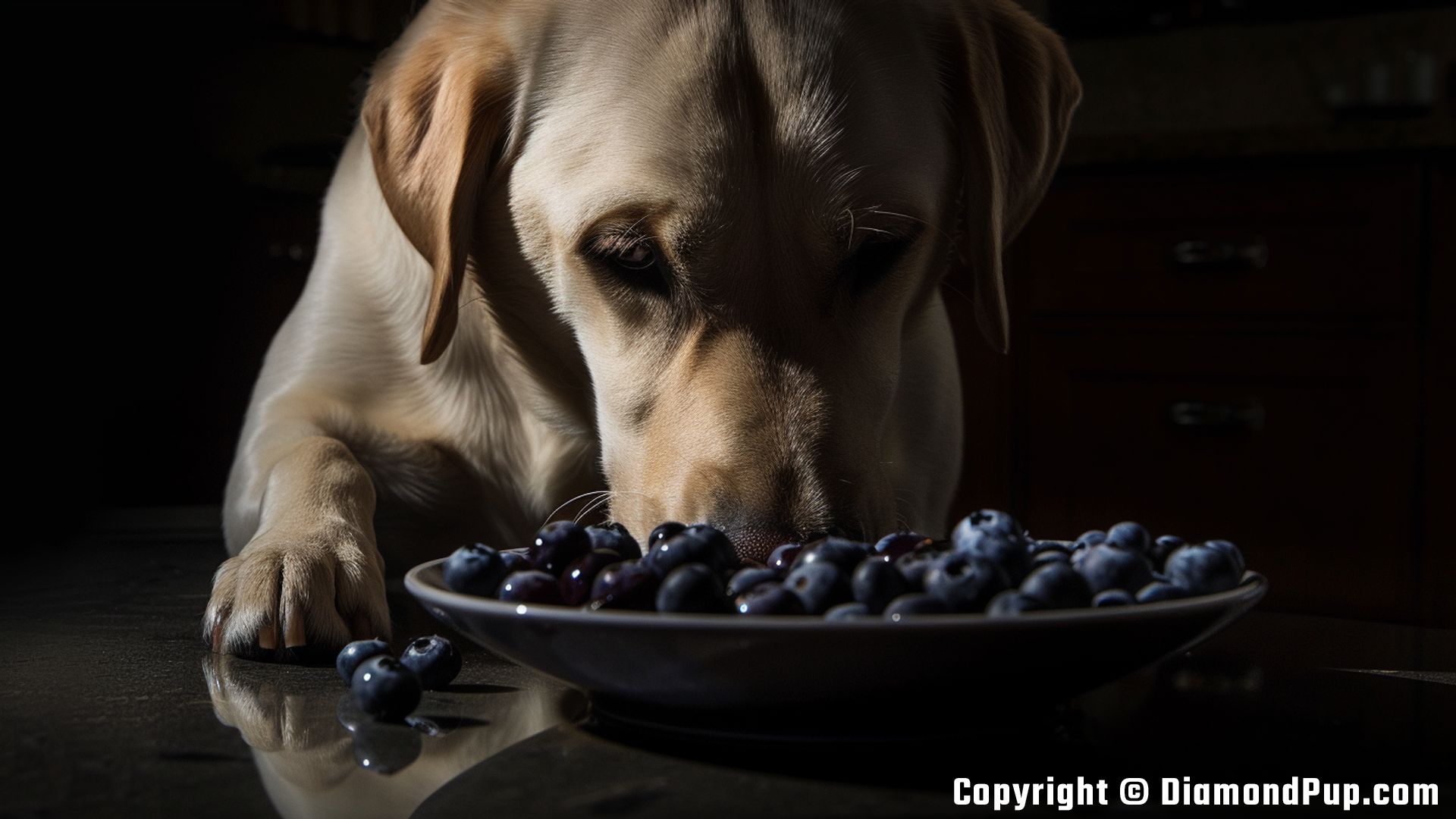 Picture of Labrador Eating Blueberries