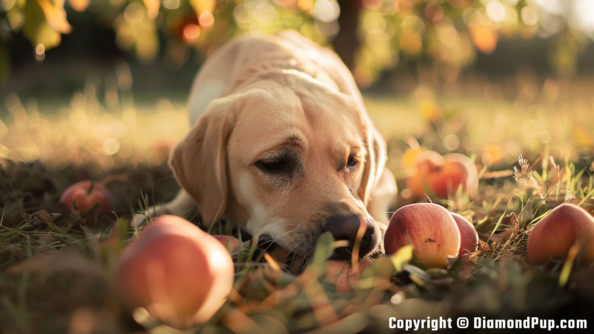 Picture of Labrador Eating Peaches