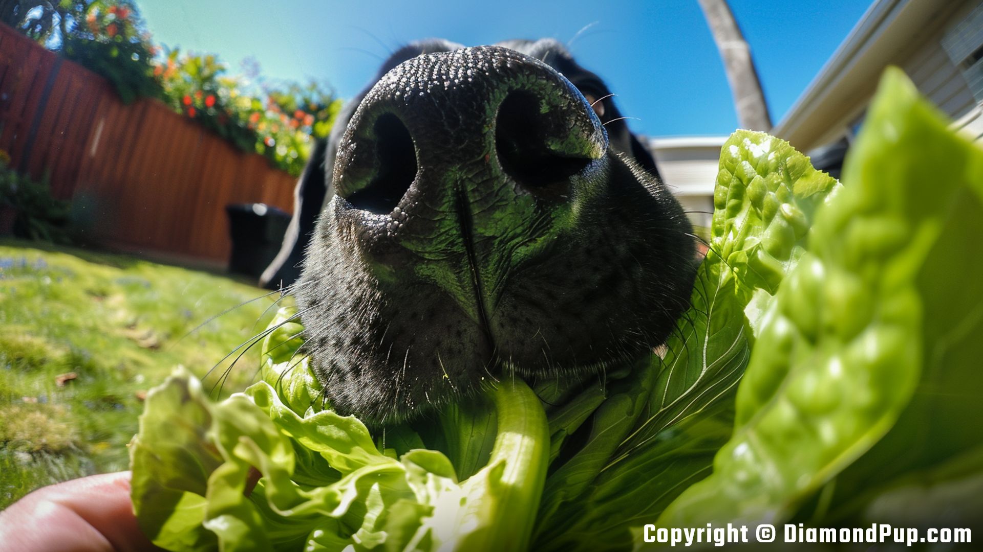 Picture of Labrador Snacking on Lettuce