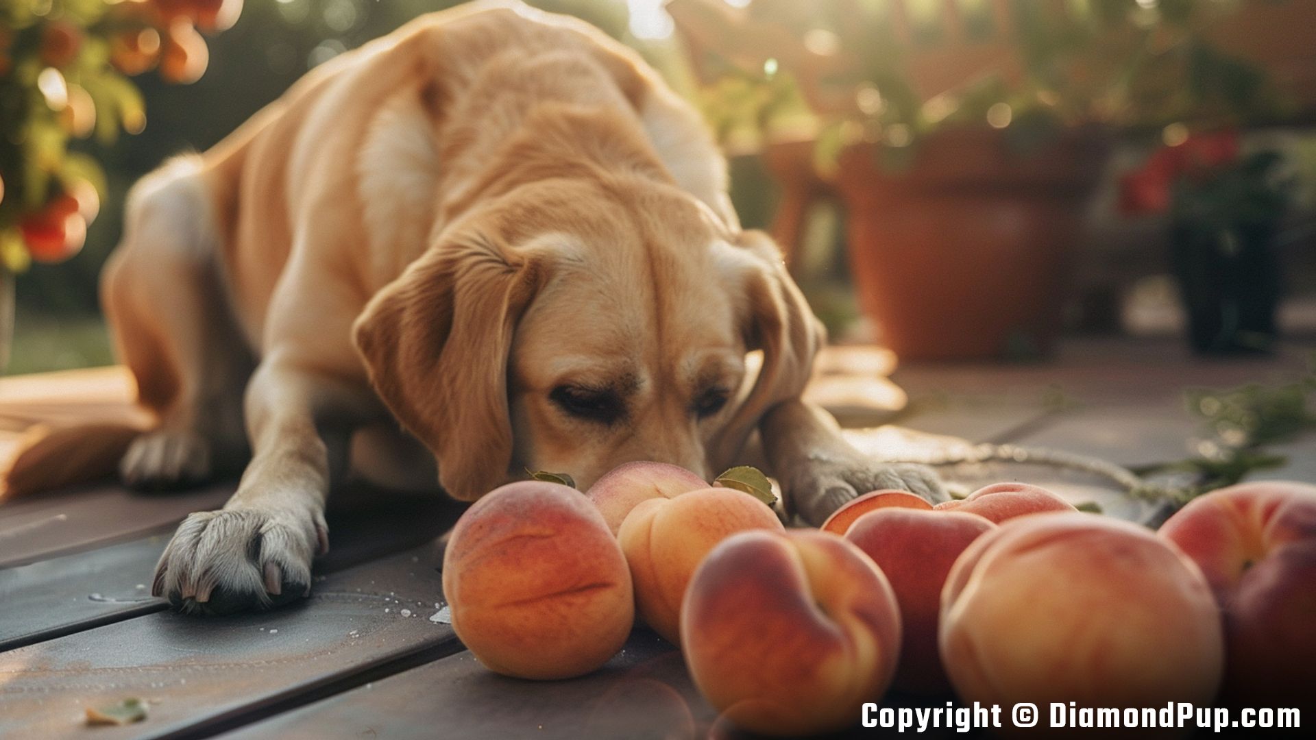 Picture of Labrador Snacking on Peaches