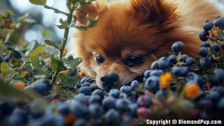 Picture of Pomeranian Eating Blueberries