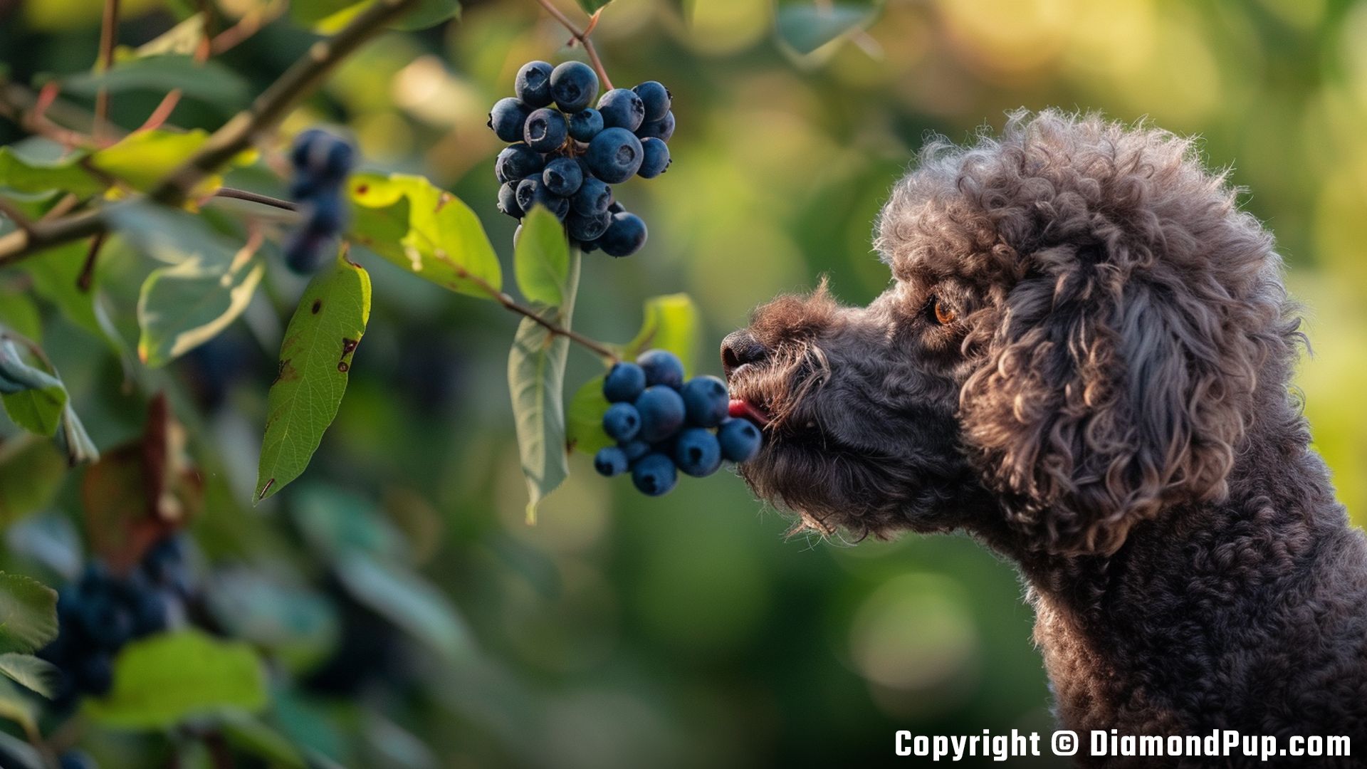 Picture of Poodle Eating Blueberries