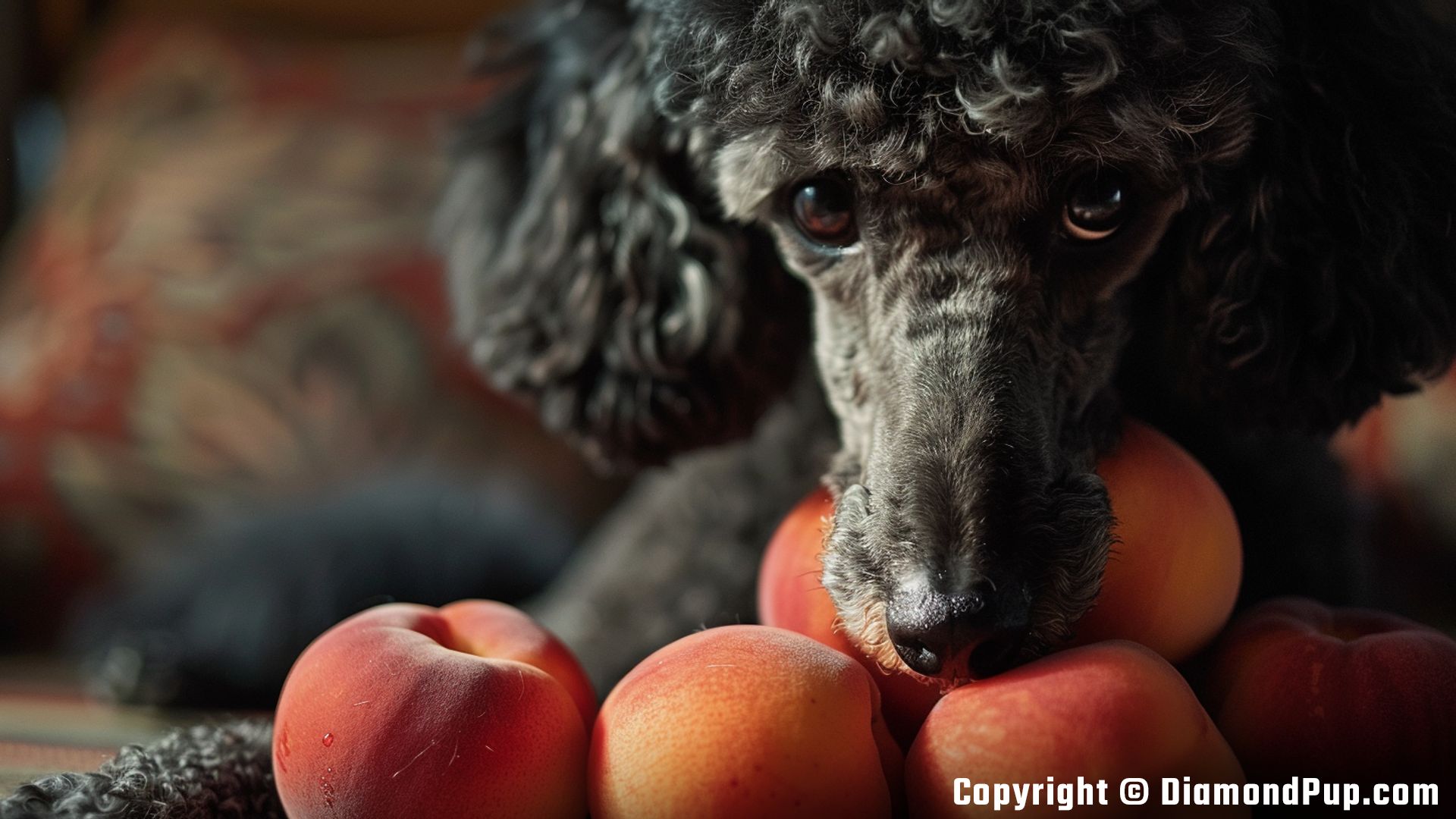 Picture of Poodle Eating Peaches