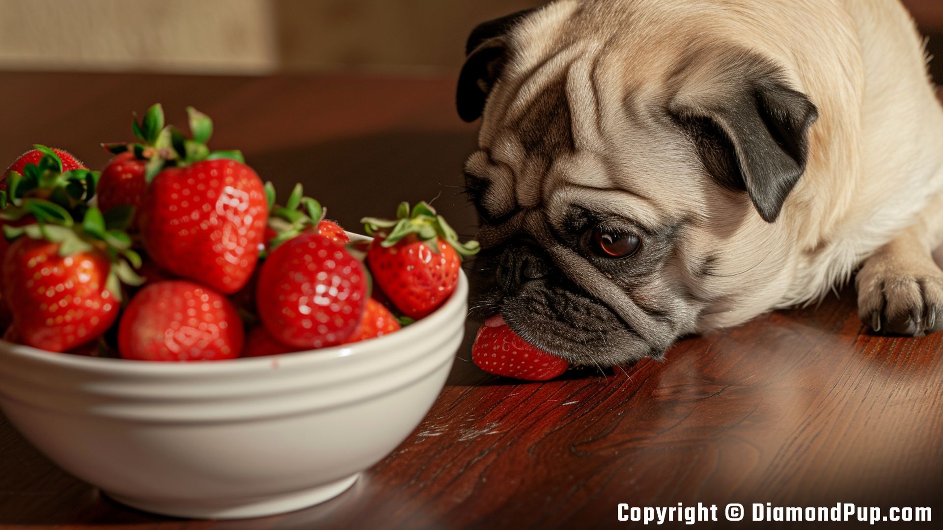 Picture of Pug Eating Strawberries