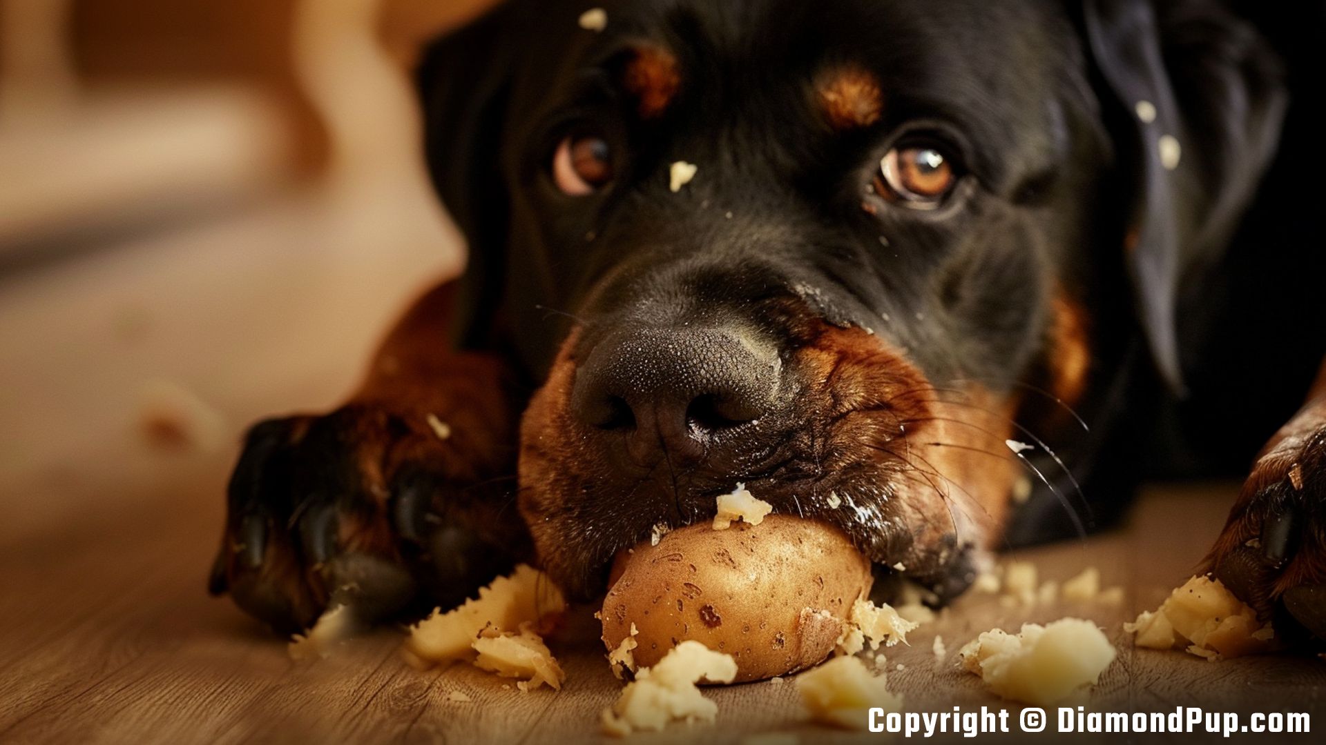 Picture of Rottweiler Eating Potato