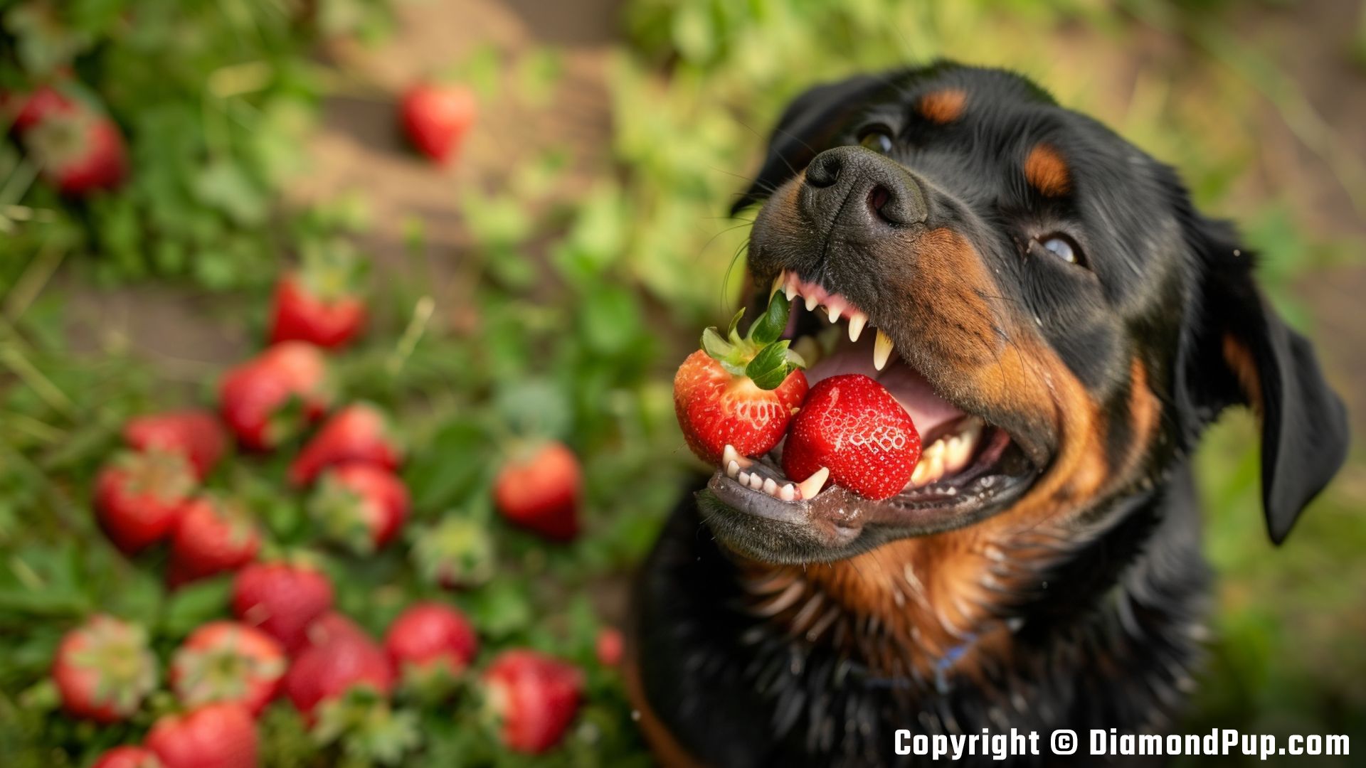 Picture of Rottweiler Eating Strawberries